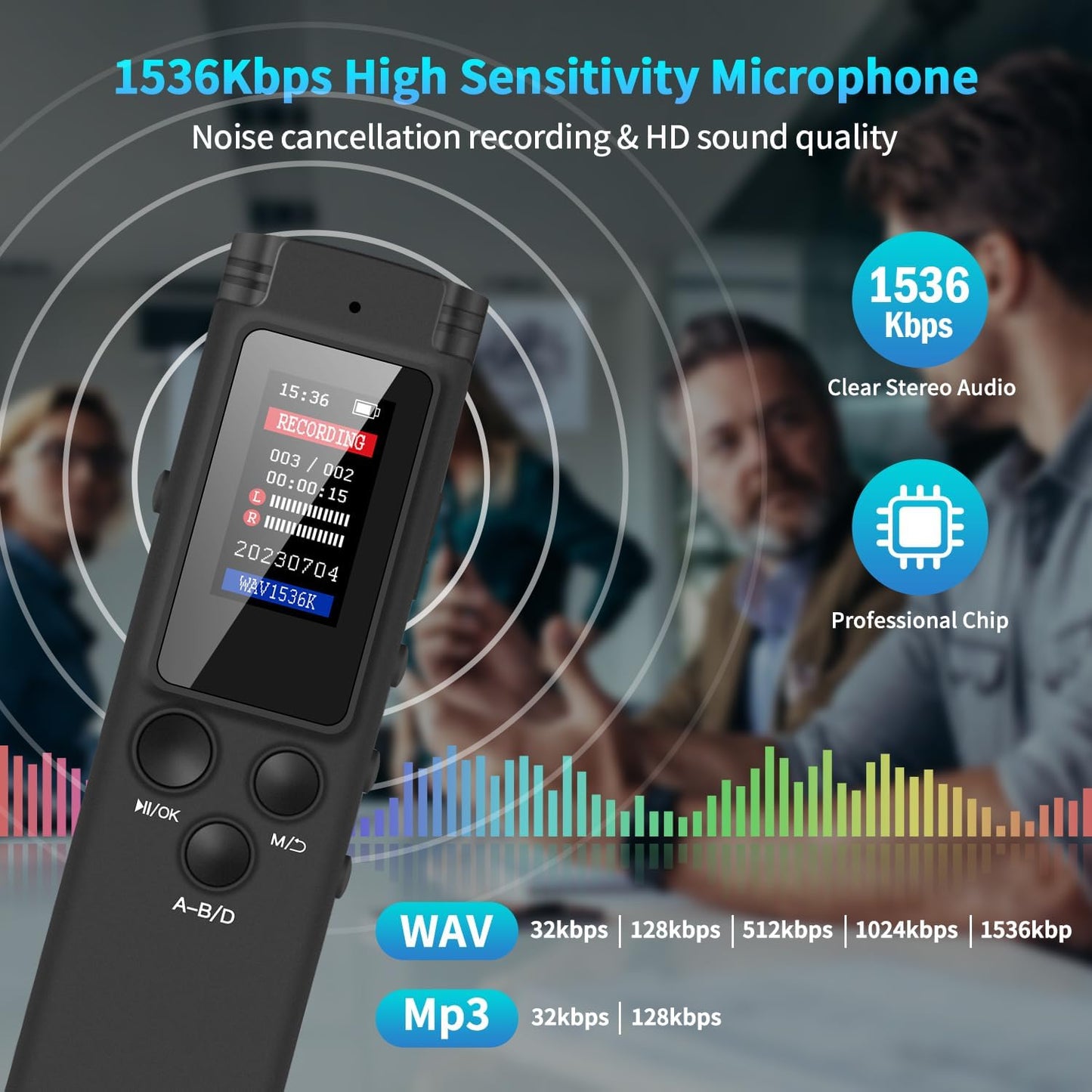 SY64GB Digital Voice Recorder Voice Activated Recorder for Lectures Meetings, Audio Recorder with Playback, Password, Variable Speed, Tape Recorder USB Charge, MP3